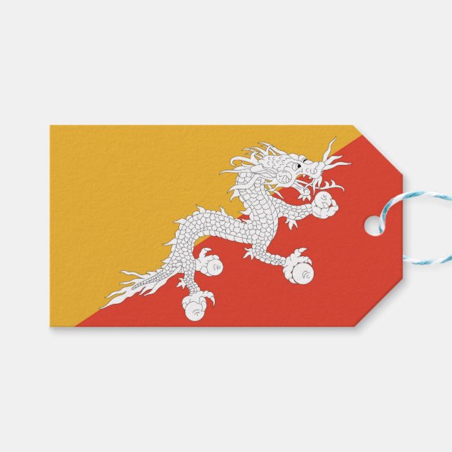 Gift-Märkre med Flagga av Bhutan Presentetikett (Framsidan (Horisontell))