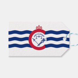 Gift Märkre med Flagga av Cincinnati City, USA Presentetikett