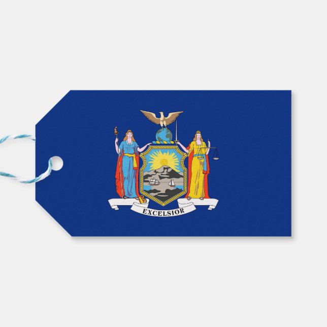 Gift Märkre med Flagga av delstaten New York, USA Presentetikett (Baksidan Horisontell)
