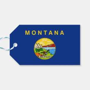 Gift Märkre med Flagga av Montana State, USA Presentetikett