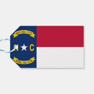 Gift Märkre med Flagga av North Carolina State, US Presentetikett