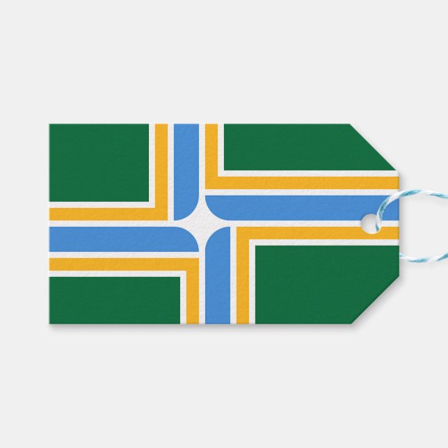 Gift Märkre med Flagga av Portland City, USA Presentetikett (Framsidan (Horisontell))