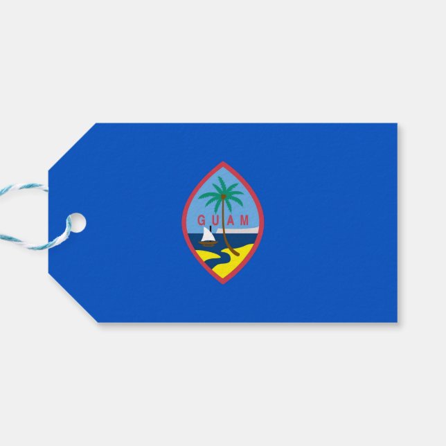 Gift Märkre med Flagga Guam, USA Presentetikett (Baksidan Horisontell)