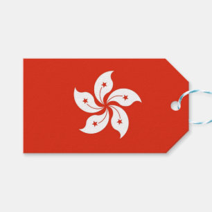 Gift-Märkre med Flagga Hongkong Presentetikett