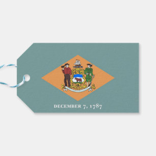 Gift Märkre med Flagga i Delaware State, USA Presentetikett