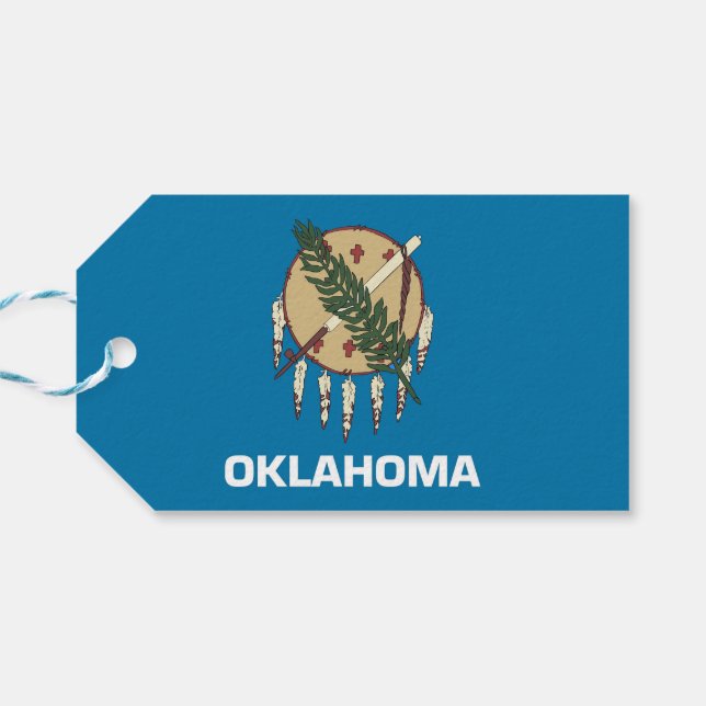 Gift-Märkre med Flagga i Oklahoma State, USA Presentetikett (Baksidan Horisontell)