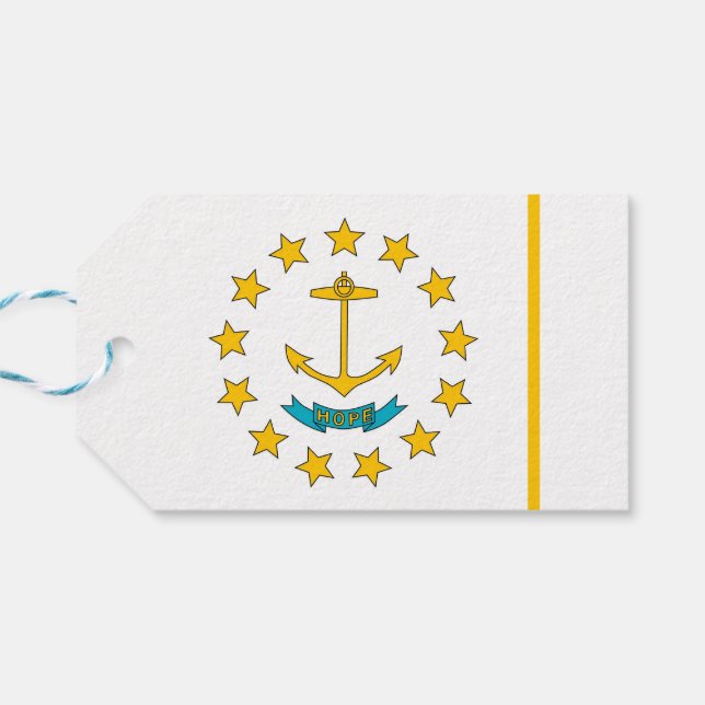 Gift Märkre med Flagga i Rhode island, USA Presentetikett (Baksidan Horisontell)