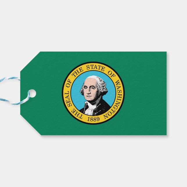 Gift Märkre med Flagga i Washington, USA Presentetikett (Baksidan Horisontell)