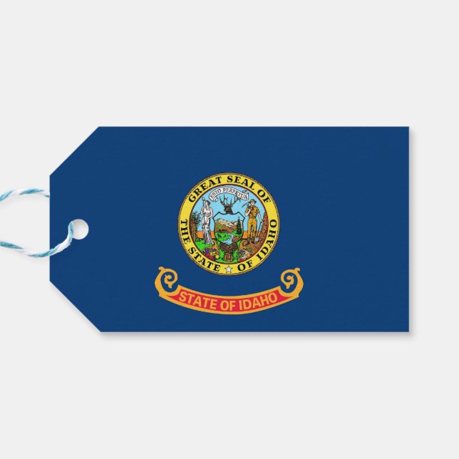Gift Märkre med Flagga Idaho State, USA Presentetikett (Baksidan Horisontell)
