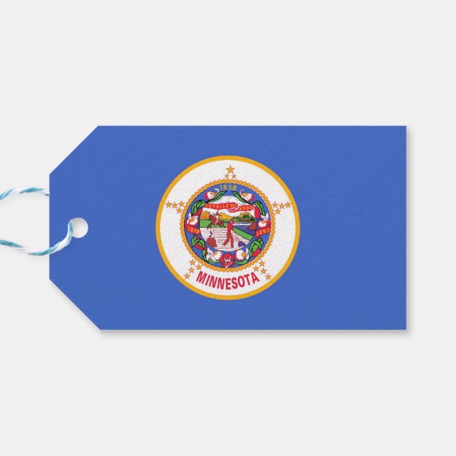 Gift Märkre med Flagga Minnesota State, USA Presentetikett (Baksidan Horisontell)