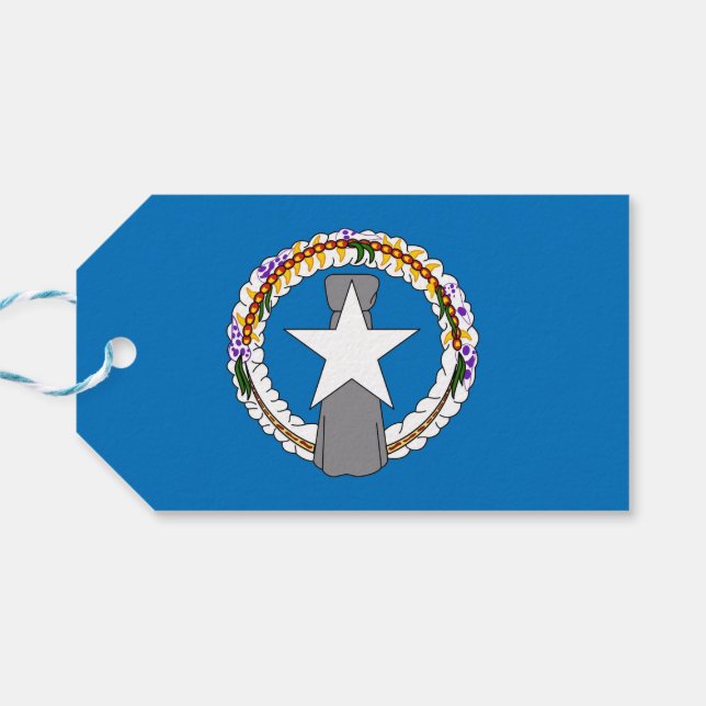 Gift-Märkre med Flagga Nordmarianerna Presentetikett (Baksidan Horisontell)