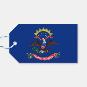 Gift Märkre med Flagga North Dakota State, USA Presentetikett