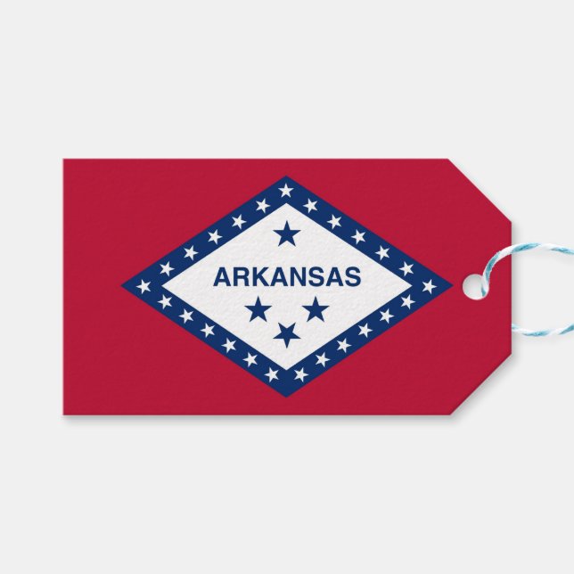 Gift Märkre med Flagga of Arkansas State, USA Presentetikett (Framsidan (Horisontell))