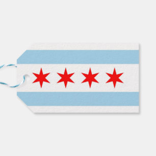 Gift Märkre med Flagga of Chicago City, USA Presentetikett