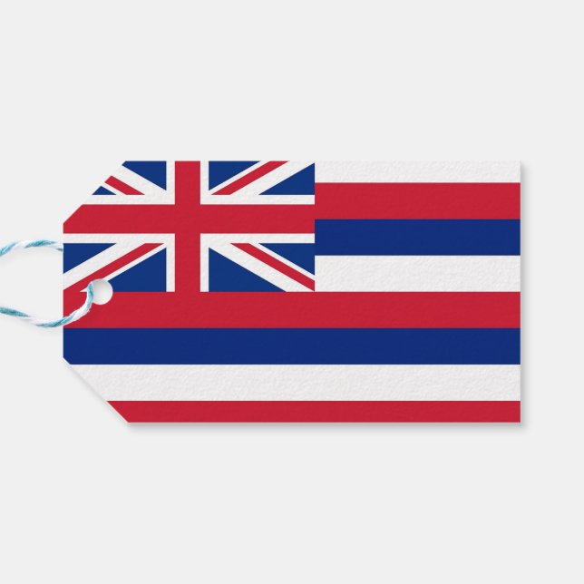 Gift Märkre med Flagga of Hawaii State, USA Presentetikett (Baksidan Horisontell)