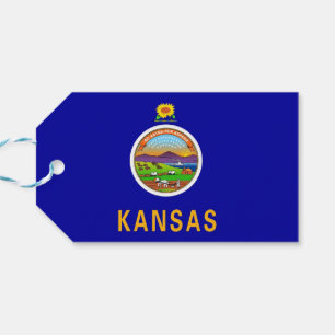 Gift Märkre med Flagga of Kansas State, USA Presentetikett