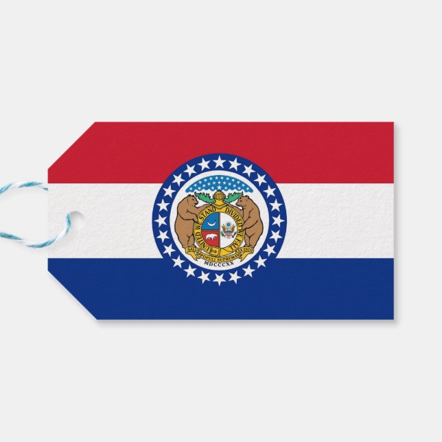 Gift Märkre med Flagga of Missouri State, USA Presentetikett (Baksidan Horisontell)