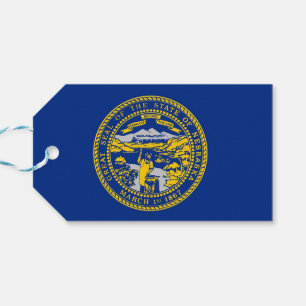 Gift Märkre med Flagga of Nebraska State, USA Presentetikett