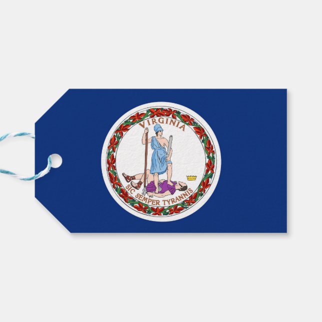 Gift Märkre med Flagga of Virginia State, USA Presentetikett (Baksidan Horisontell)