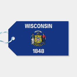 Gift Märkre med Flagga of Wisconsin State, USA Presentetikett