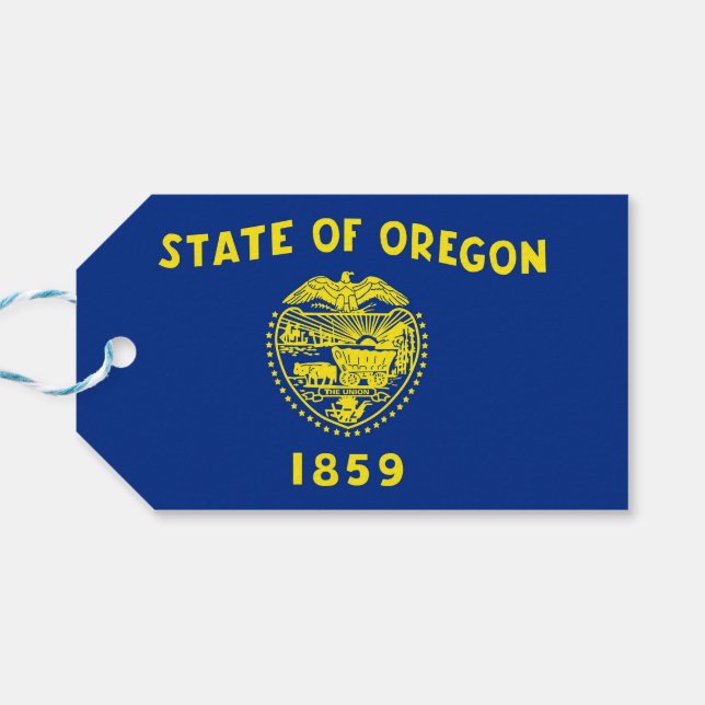 Gift Märkre med Flagga Oregon State, USA Presentetikett (Baksidan Horisontell)