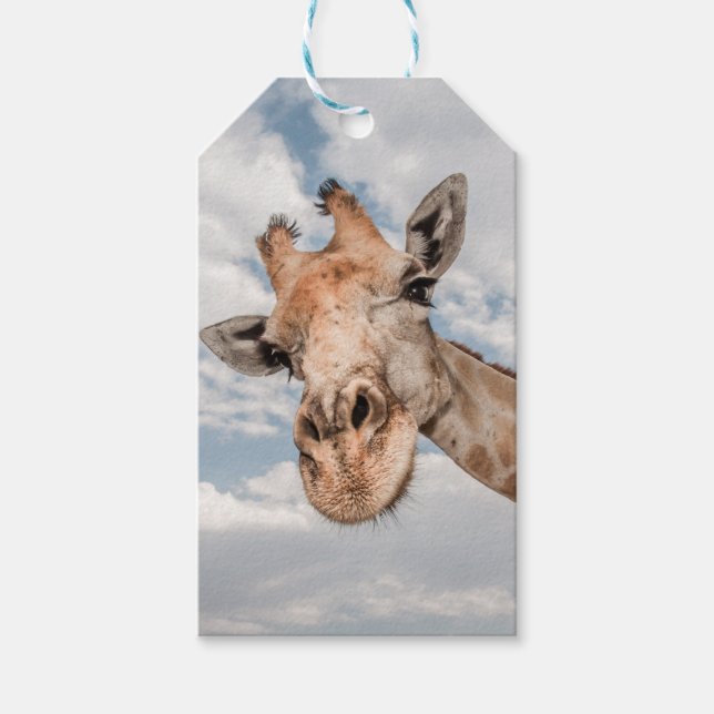 Gift Märkre med Giraffe Sticking out Nacke Presentetikett (Framsidan)