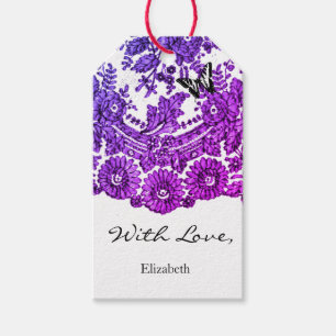 GIFT MÄRKRE MED KÄRLEK ANTIQUE SNÖRE CUSTOM NAME PRESENTETIKETT