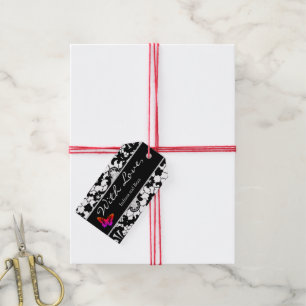 GIFT-MÄRKRE MED KÄRLEK CUSTOM NAME ANTIQUE SNÖRE  PRESENTETIKETT