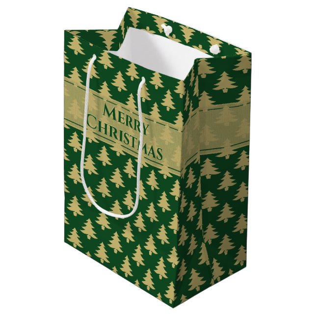 Gift Märkre Namn: God jul Guld Träd Mönster i (Framsidan Vinklad)