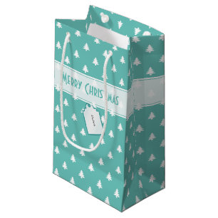 Gift Märkre Namn: God jul Teal Träd Mönster