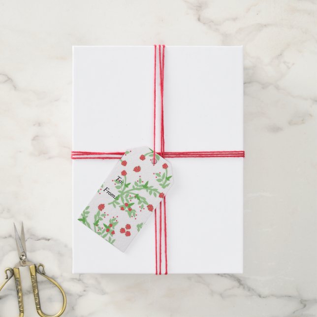 Gift Märkre Raphaella Blooming Berries Design Presentetikett (Med Snöre)