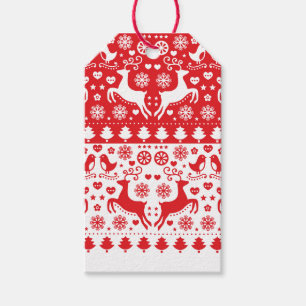GIFT MÄRKRE SCANDINAVIAN CHRISTMAS MÖNSTER REINDEE PRESENTETIKETT