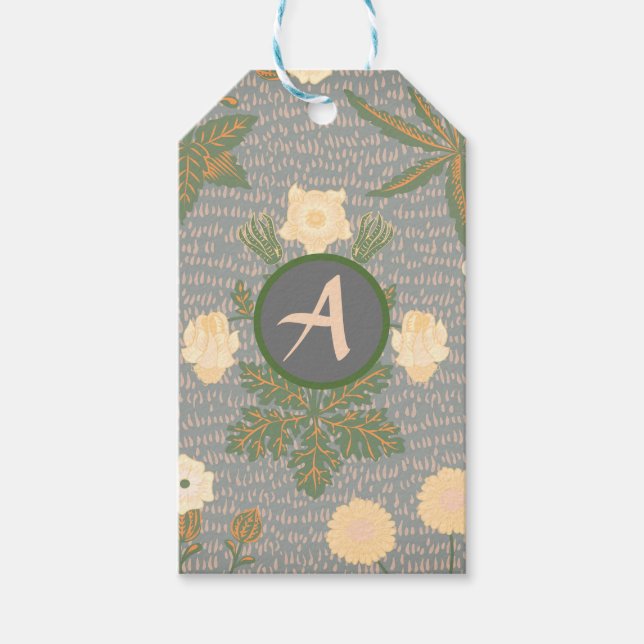 GIFT MÄRKRE WILLIAM MORRIS ANPASSNINGSBAR INITIAL PRESENTETIKETT (Framsidan)