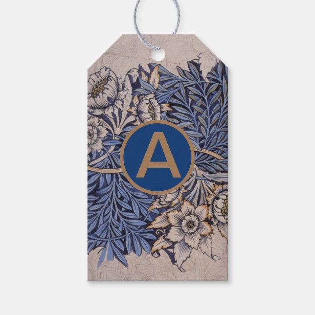 GIFT MÄRKRE WILLIAM MORRIS BLUE ANPASSNINGSBAR INI PRESENTETIKETT (Framsidan)