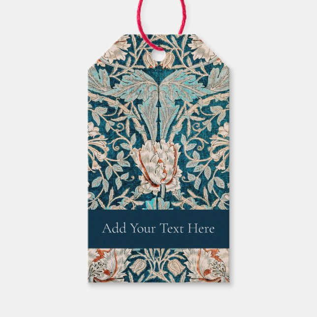 GIFT-MÄRKRE: WILLIAM MORRIS: HONEYSUCKLE PRESENTETIKETT (Framsidan)