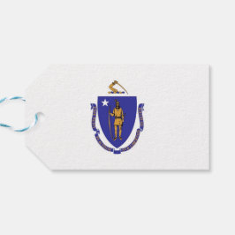 Gift Märkre with Flagga of Massachusetts State, US Presentetikett