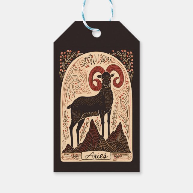Gift Märkres Aries Celestial Zodiac Art Presentetikett (Framsidan)