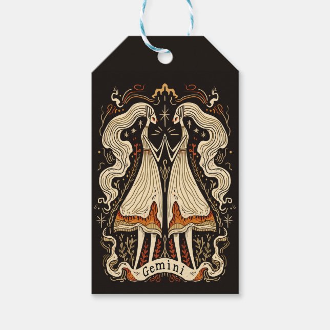Gift Märkres Gemini Celestial Zodiac Art Presentetikett (Framsidan)