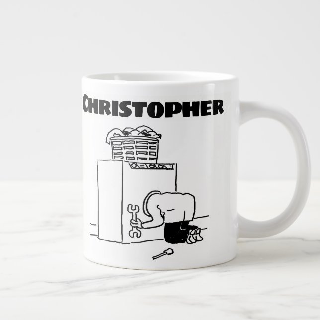 Gift med en Tvättande reparatör av Maskin med Namn Jumbo Mugg (Höger)