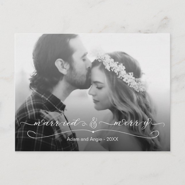 Gift med första julfoto helg vykort (Framsida)