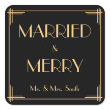 Gift med God jul och stickers Art Deco