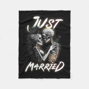 Gift med Halloween Skeleton Bride och Groom Bröllo Fleecefilt