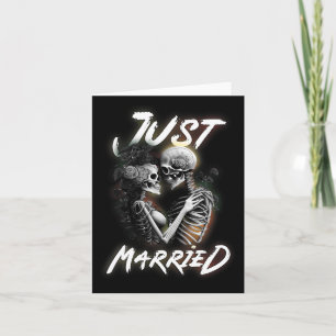 Gift med Halloween Skeleton Bride och Groom Bröllo Kort