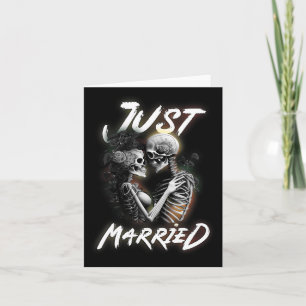 Gift med Halloween Skeleton Bride och Groom Bröllo Kort