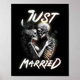 Gift med Halloween Skeleton Bride och Groom Bröllo Poster