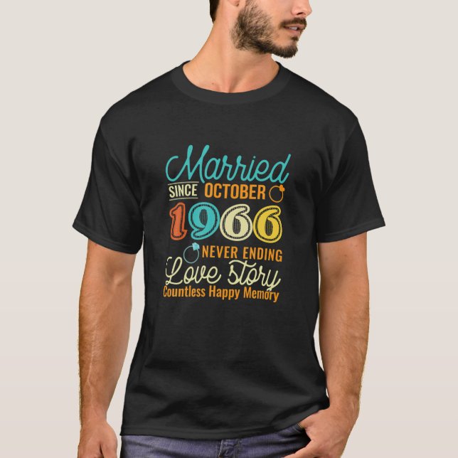 Gift med Kärlek 1966-1965:e Bröllop Anniv T Shirt (Framsida)