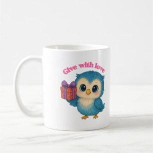 Gift med Kärlek - Cute Uggla med nuvarande läge Kaffemugg