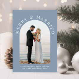 Gift med Merry Arch Photo Dusty Blue jul Julkort