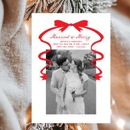 Gift med Merry Bow Photo jul Newlyweds Julkort