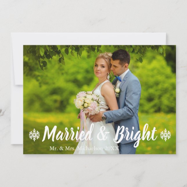 Gift med och Bright Bröllop Photo Julkort (Framsida)